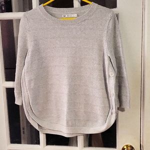 Reitmans women's knitted cotton sweater, light grey color, US XL